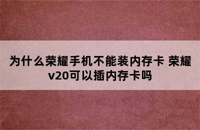 为什么荣耀手机不能装内存卡 荣耀v20可以插内存卡吗